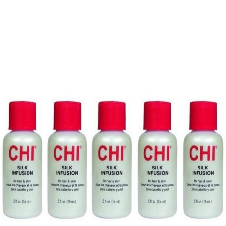 CHI Infra Silk Infusion 5 x 15 ml - Seide, repariert alle strapazierten Haare. Verbessert die Kaemmbarkeit deutlich.
