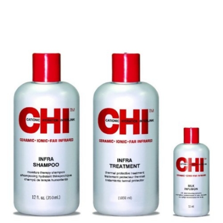 CHI Infra 3er Set - CHI Infra Shampoo 355ml, CHI Infra Treatment 355ml, CHI Infra Silk Infusion 59ml.