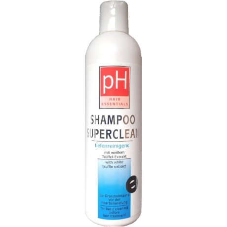 pH Shampoo Superclean 300 ml Das Shampoo fuer eine Tiefenreinigung. Reinigt gründlich und schonend, besonders empfehlenswert zur Entfernung von Stylingrückständen und Silikonrückstände.